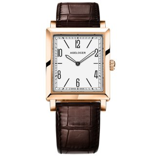 Agelocer Luxury Womens Watches Genuine Leather Strap Analog Quartz Watches 3403D2