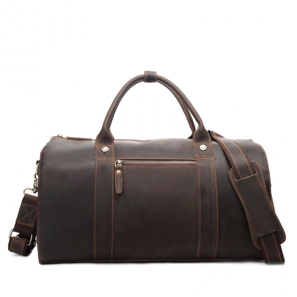 Men's Cow Leather Brown Large Capacity Bag Genuine Leather Travel Bag 8642