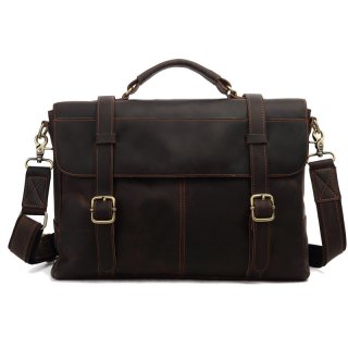 Male Casual Messenger Shoulder Bag Crazy Cowhide Leather Business Crossbody Bags 8657