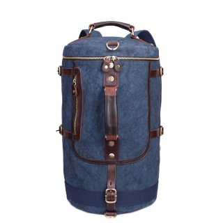 New Large Capacity Men Canvas Backpack Cylindrical Bag Male Travel Backpack 8606