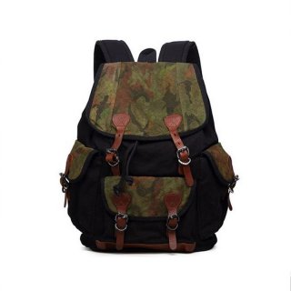 New School Bag Drawstring Camouflage Canvas Bag Men Backpack 8177