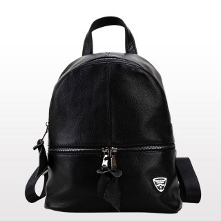 Casual Women Backpack Calfskin Leather Travel Bag Black