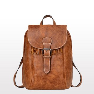 Large Women's Backpack Bags Calfskin Leather Tassel Bags