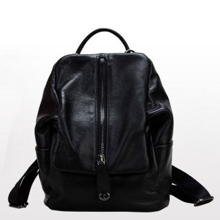 Black Genuine Leather Women Casual Backpacks Bags