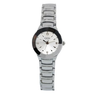 Fashion Women Watch With Rhinestone Markers Black/White Dial 70081