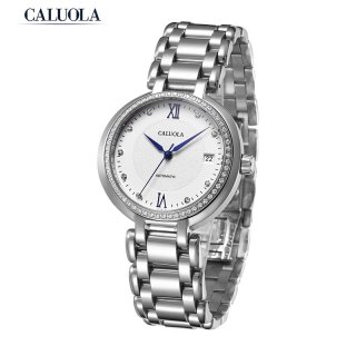 Caluola Fashion Women Watch Automatic Date Diamond Dress Watch CA1091M