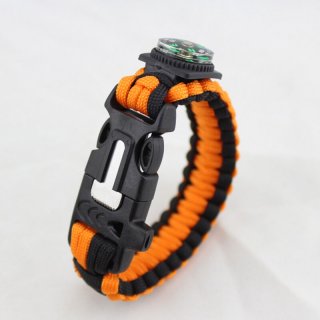 Survival Paracord Wristband Handmade Compass Bracelet Outdoor Rescue Kits Whistle Flint Fire Starter