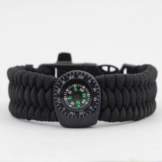 EK 5 in 1 Survival Kits Compass Bracelet Rescue Whistle Paracord Wristband Flint 853721