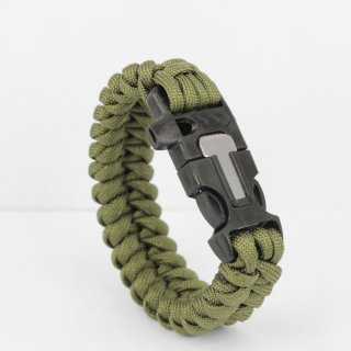 Outdoor Survival Wristband 7 Feet Paracord Bracelet With Whistle Flint Scraper