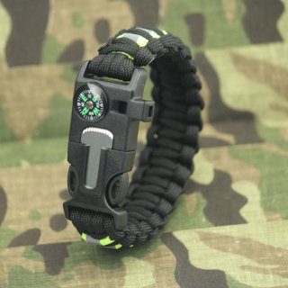 Outdoor Wristband Reflective Bracelet Paracord With Whistle Flint Scraper Compass