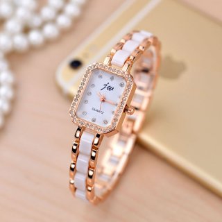 Fashion Ceramic Watch With White Dial Diamond Quartz Women Bracelet Watch 70230