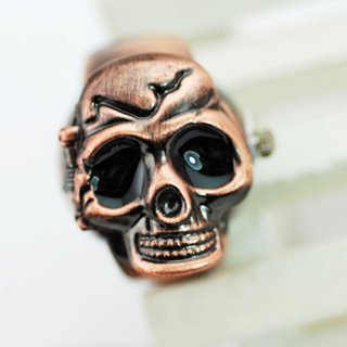 Fashion Ring Watch With White Dial Quartz Skull Shape Vintage Watch 60360