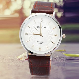 Casual Quartz Watch With White Dial Leather Strap Simple Men Watch 68809