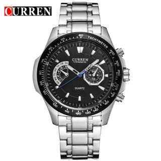 CURREN Men Watch With Quartz Big Dial Steel PVD Casual Watch 8020