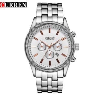 CURREN Business Quartz Watch With Stick Markers Date Men Watch 8058