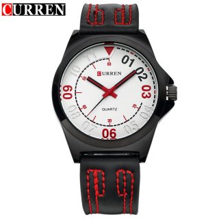CURREN Casual Men Watch With Arabic Numeral Markers Leather Quartz Watch 8153