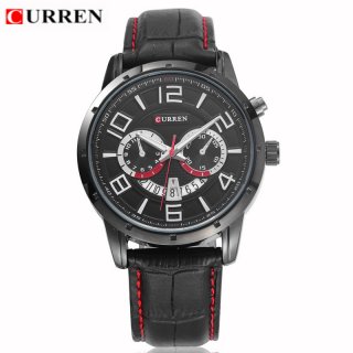CURREN Quartz Watch With Date Leather Strap Casual Men Watch 8140