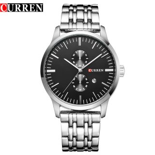CURREN Casual Watch With Full Steel Stick Markers Date Men Quartz Watch 8133