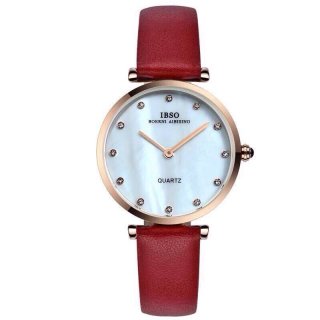 IBSO Casual Watch With MOP Dial Leather Strap Quartz Women Watch 2210D