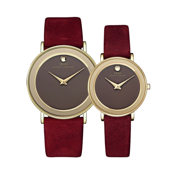 IBSO Casual Quartz Watch With Leather Strap Couple Watch 2216