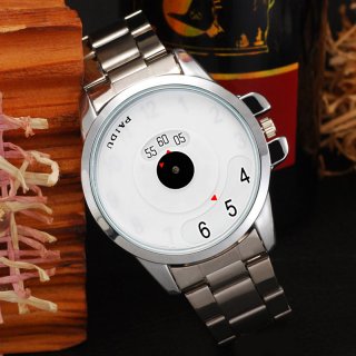 Casual Watch With Big Numbers Stainless Steel Quartz Men Watch 69899