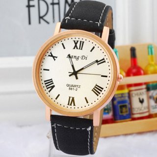 Casual Watch With White Dial Roman Numbers Quartz Leather Strap Men Watch 68022