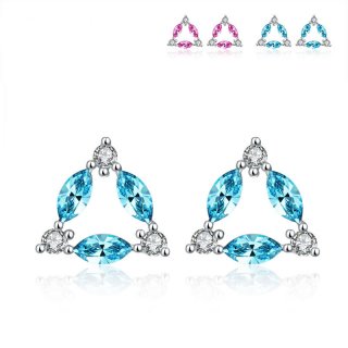 925 Sterling Silver Triangle Earrings Geometric Fashion Earrings B325