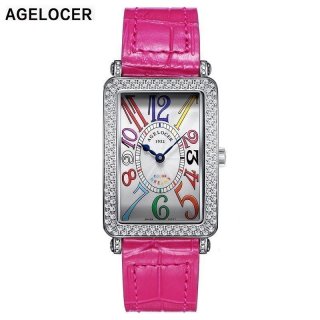 AGELOCER Brand Women Quartz Movement Watch Color Number Diamond Watch Waterproof 50M