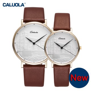 Caluola Couple Watches Ultra-thin Simple Quartz Retro Watch CA1119