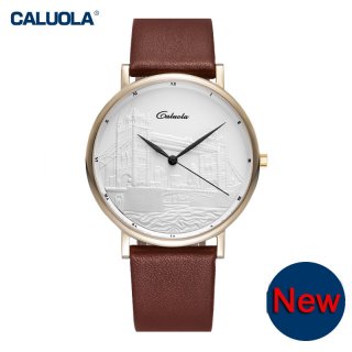 Caluola Quartz Watches Men Simple Ultra-thin Retro Watch CA1119