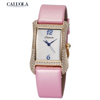 Caluola Women Watch Fashion Tonneau Design Quartz Watch Diamond Casual CA1109L