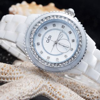 Ceramic Luxury Watch Alloy Case White Dial Ceramic Bracelet Quartz Women Watch