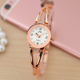Fashion Arabic Numeral Markers White/Pink Dial Alloy Bracelet Watch