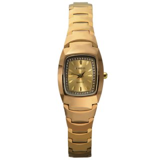 Fashion Stick Markers Yellow Gold Dial Alloy Bracelet Watch