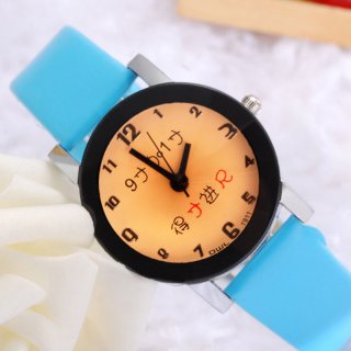 Arabic Numeral Markers Yellow Dial Quartz Leather Strap Women Watch