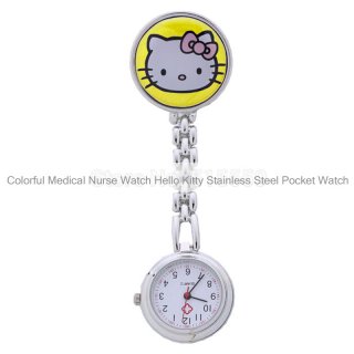 Colorful Medical Nurse Watch Hello Kitty Stainless Steel Pocket Watch
