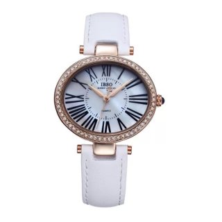 IBSO Fashion Watches for Women Genuine Leather Strap Quartz White MOP Dial Watch YYP3809