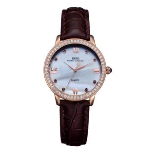 IBSO Fashion Couple Watches Leather Strap Quartz White Dial Watch for Lovers YYP3818
