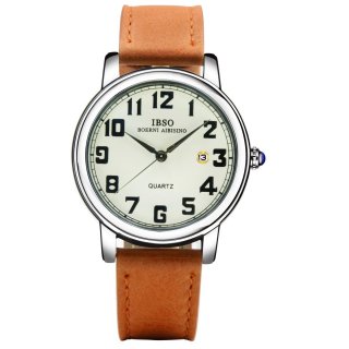 IBSO Good Quality Quartz Analog Watches for Men Genuine Leather Strap Quartz Wrist Watch YYP3969