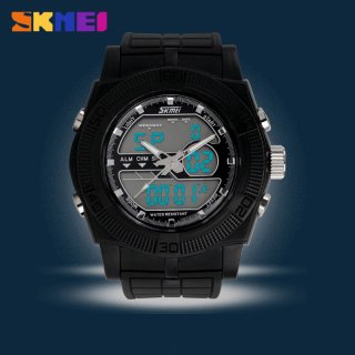 SKMEI New Luxury Brand Sports Watches Analog-Digital Waterproof Multifunction LED Rubber Strap Wristwatches