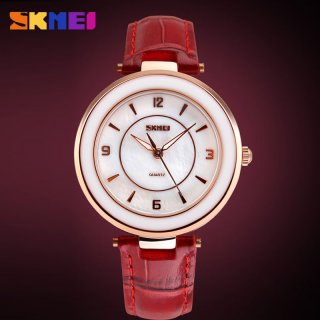 SKMEI Luxury Brand Korean Style Quartz Leather Strap Women Watch