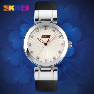 SKMEI High Quality Genuine Leather Strap Waterproof Quartz Women Wristwatches
