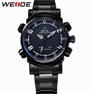 WEIDE Brand LED Digital Dual Time Display Waterproof Men Quartz Watch