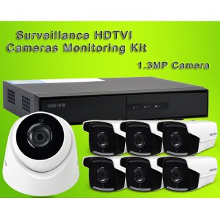 Surveillance HDTVI Cameras Monitoring Kit With 1.3MP Camera 4CH Video Recording