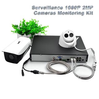 Surveillance 1080P 2MP Cameras Monitoring Kit POE 4CH Video Recording