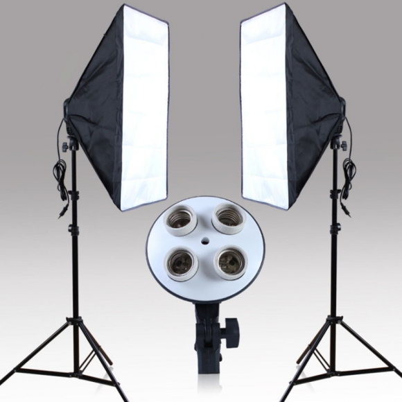 TOP SALE Photographic Equipment Photo Studio Soft Box Kit Video Four-capped Lamp Holder Lighting Softbox Light Stand Photo Box