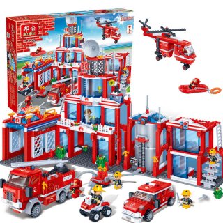 Banbao 8355 Model Building Kits City Fire Station 3D Blocks Educational Model Building Toys