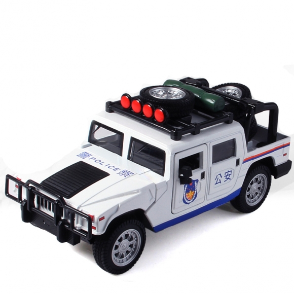 Alloy Hummer Police Car Model Simulation Off-Road Pull Back Car Toy