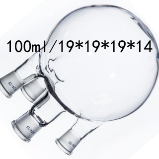 100ml/19*19*19*14 Transparent Four Mouthfuls Of Thick-Walled Flask Standard Grinding Glass Reaction Bottle