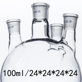 100ml/24*24*24*24 Transparent Four Mouthfuls Of Thick-Walled Flask Standard Grinding Glass Reaction Bottle